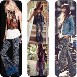 Free people Discharged bell flare bleached jeans size 27